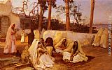 Women Canvas Paintings - Women at the Cemetery, Algiers